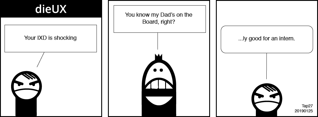 dieUX cartoon strip, Shocking created 1st January 2019 by Pat Godfrey